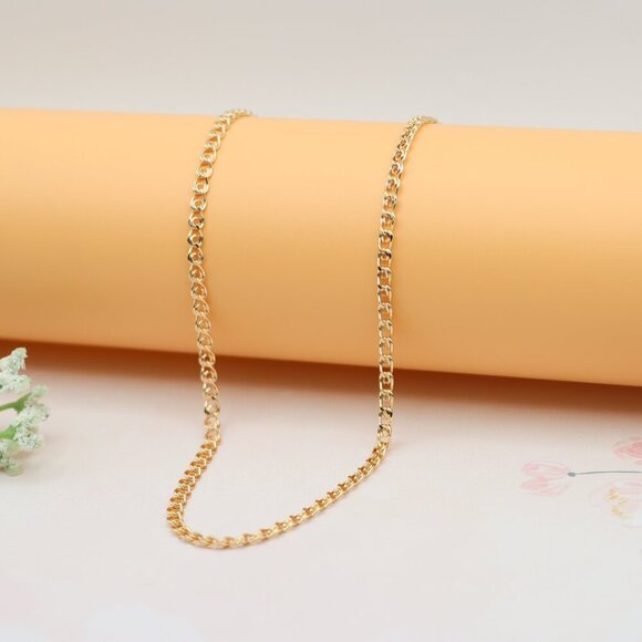 "Shiny Rose Gold Curb Chain Necklace with Sleek Polished Finish , XPNL0175 - Picture 1 of 12